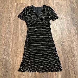 Anna Sui Black and Cream Midi Dress